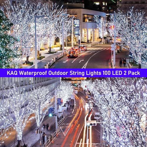 2pack 200LED Solar String Lights Outdoor Waterproof Cool White (66 Foot)