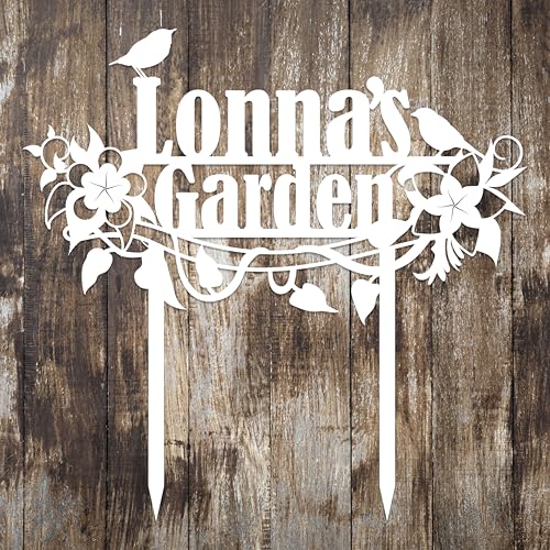 Personalized Flower and Bird Metal Garden Stake