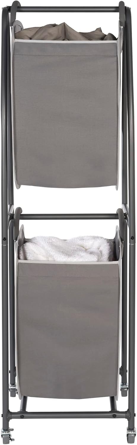 Neatfreak - 2 Tier Laundry Sorter - Laundry Hamper With Wheels & 2 x Laundry Basket Tote Bags For Dirty Clothes, Towels, Blankets, Bathroom Storage & Laundry Room Organization - NestledHome