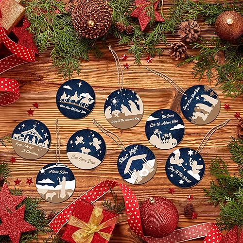 60 Pcs Christmas Ornaments Nativity Scene Wooden (60 Count)