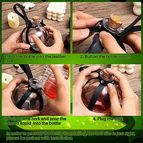 2 Pcs Halloween Glass Potion Bottles with Belt Cork Renaissance Witch Costume Accessories Witch Props Potion Bottle for Halloween Party Decor Cosplay DIY Crafts Gift (2 Count)