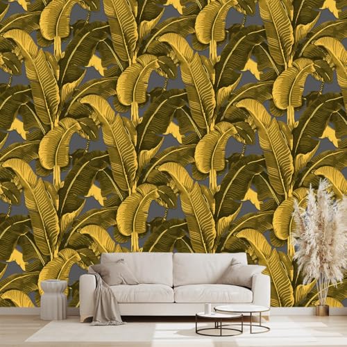 Vintage Gold Banana Leaf Bathroom wallpeper Living Room Bedroom Tropical Plant wall Mural