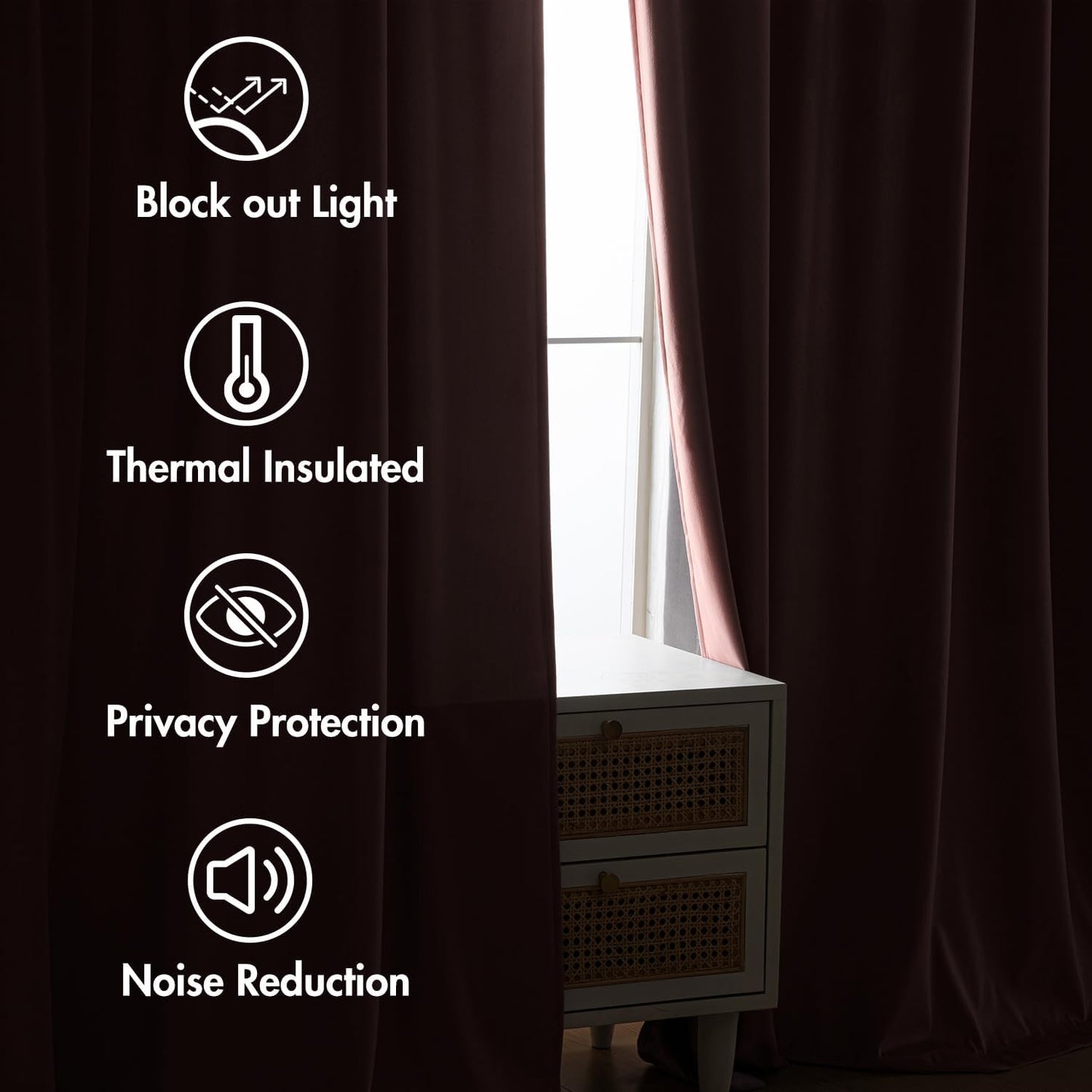 MIULEE Baby Pink Velvet Curtains 90 inches 2 Panels - Luxury Room Darkening Window Drapes for Bedroom Living Room Thermal Insulated Super Soft Blackout, Back Tab Rod Pocket Pinch Pleated, W52 x L90