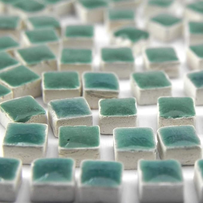 Beginners Mosaic Supplies: 1000 Square Ceramic Tiles, 5mm 0.5 cm 0.19 inch Light Turquoise, WG07