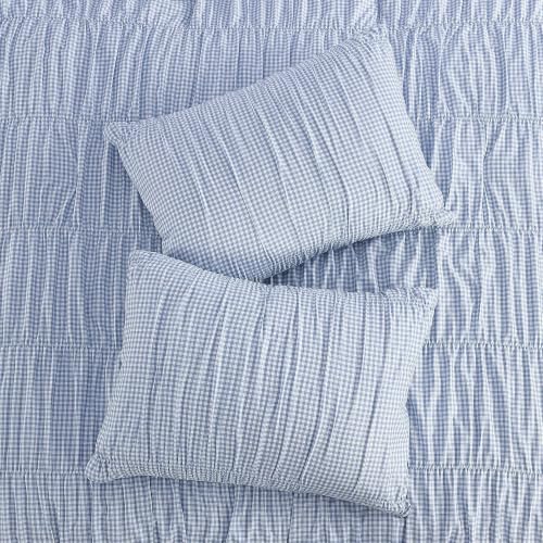Blue Gingham Full Size Comforter Sets