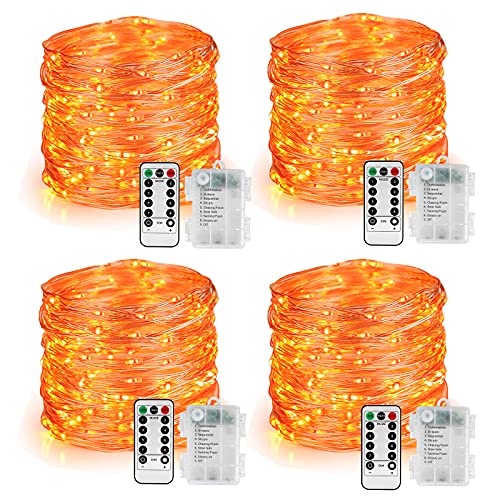 Orange Battery Halloween Fairy Lights with Remote (77.6 Foot)