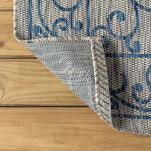 Vintage Filigree Indoor Outdoor Area Rug 9X12 Gray