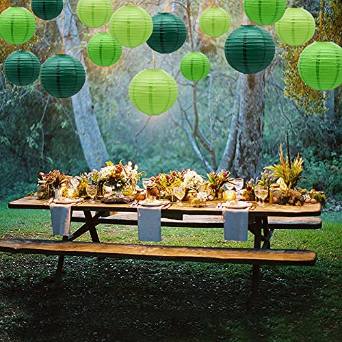 15 Pcs Green Paper Lanterns (15 Count)
