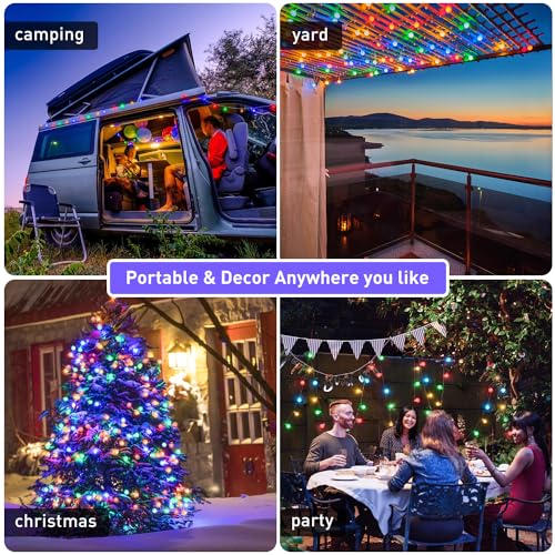 33ft 100 LED Battery Operated Christmas Lights Outdoor Waterproof