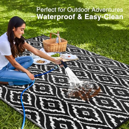 Outdoor Rug 6x9 ft Waterproof Reversible Braided Mat