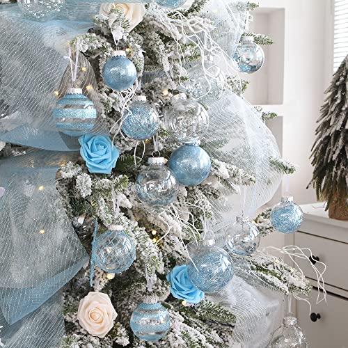 48 Pack Assorted Clear Christmas Ball Ornaments (48 Count)