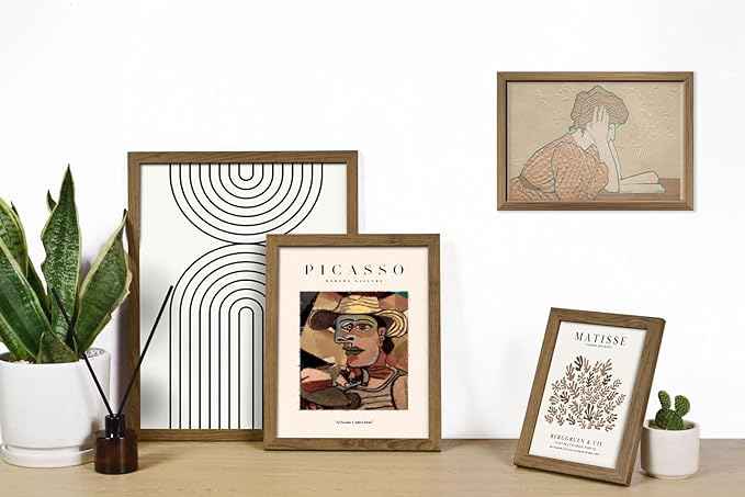 ANERZA 16 PCS Framed Boho Eclectic Wall Art Decor, Abstract Wall Collage Kit Prints for Bedroom Bathroom, Gallery Wall Frame Set, Minimalist Posters for Living Room Aesthetic, Beige and Brown Dorm Artwork