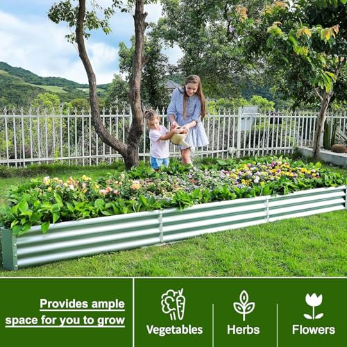 12×4×1ft Galvanized Raised Garden Bed Kit for Vegetables