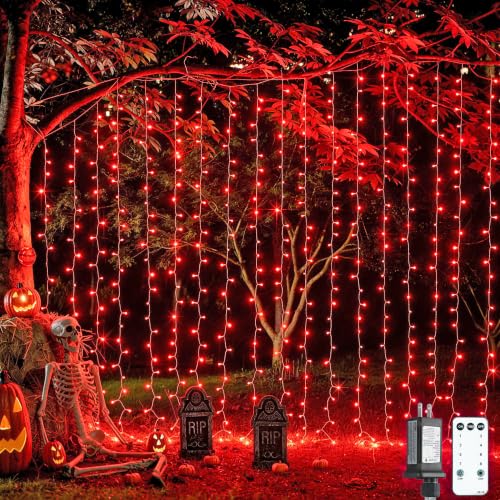 300LED Red Curtain Lights for Halloween Christmas Decor (9.8 Foot)