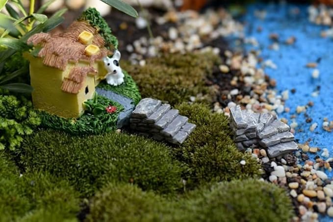 Curved Stone Steps Miniature Fairy Garden Accessories,Miniature Pond Lawn Garden Ornament Figurines, Micro Landscape Ornaments for Gardens DIY Kit Statues，Gardens Sculptures and Statues
