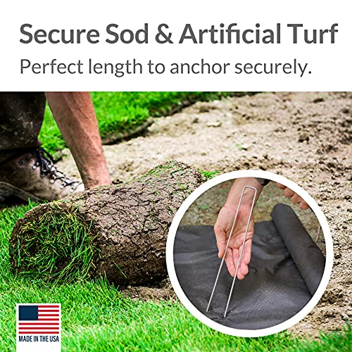 Garden Stakes 12 Inch 9 Gauge Galvanized Steel Landscape Staples