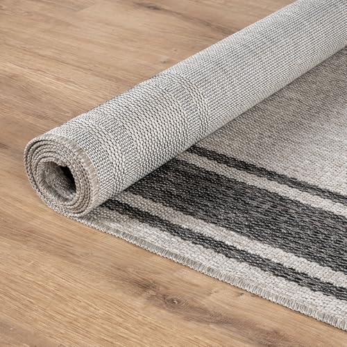Large Outdoor Rug 9x12 Modern Bordered Area Rugs for Indoor and Outdoor Patio Deck Porch Garden Waterproof Weather Sun Resistant Washable Outside Carpet (108 Sq Ft)