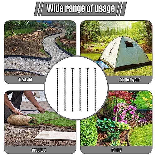 200 Pack 8 Inch Spiral Metal Garden Stakes Landscape Spikes Artificial Turf Stakes Landscape Edging Anchoring Spikes Heavy Duty Grass Nails for Artificial Turf Paver Edges (200 Count)