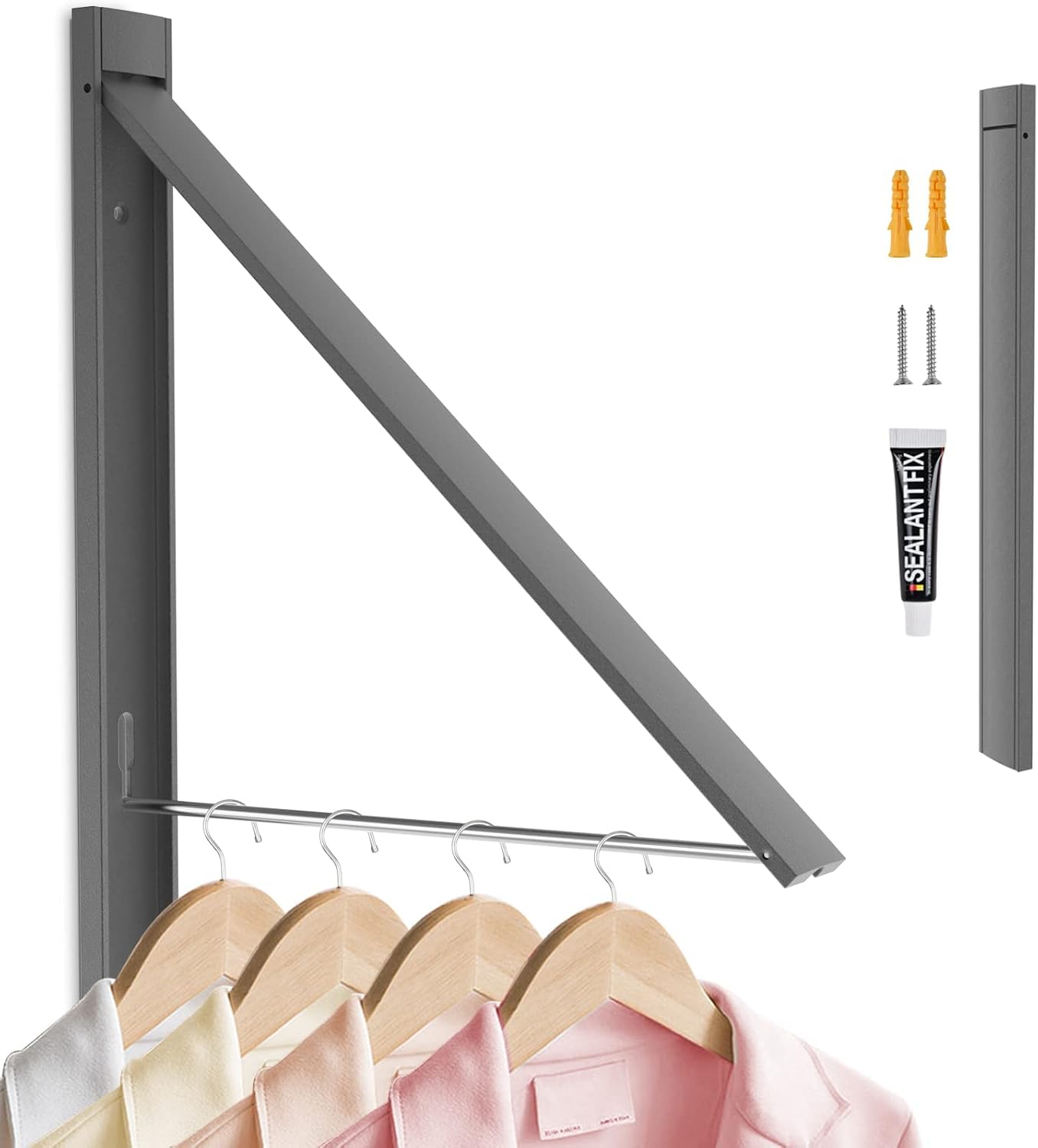 Retractable Clothes Drying Rack,Space Saver Wall Mounted Folding Hanger for Laundry Room, Closet Storage Organization, Easy Installation Aluminium Never Rust Dryer 1pcs - NestledHome