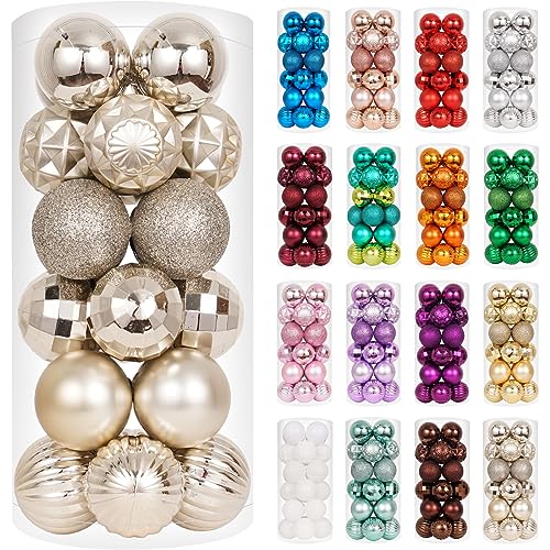 24ct Champagne Christmas Ornaments for Tree Decorations (24 Count)