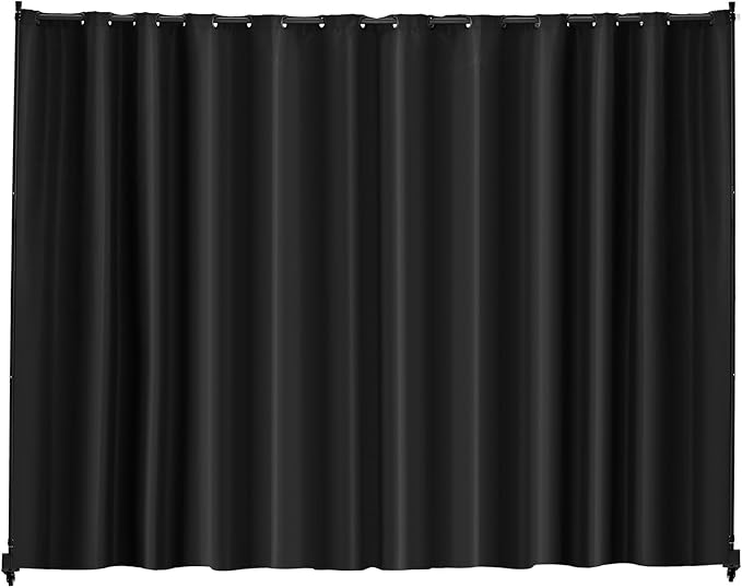 VEVOR Room Divider, Portable Panel Room Divider with Wheels Curtain Divider Stand, Freestanding Room Divider Privacy Screen for Office, Bedroom, Dining Room, Study, Black