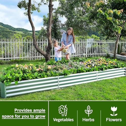 12×4×1ft Galvanized Raised Garden Bed Kit for Vegetables 2 Pack (2 Count)