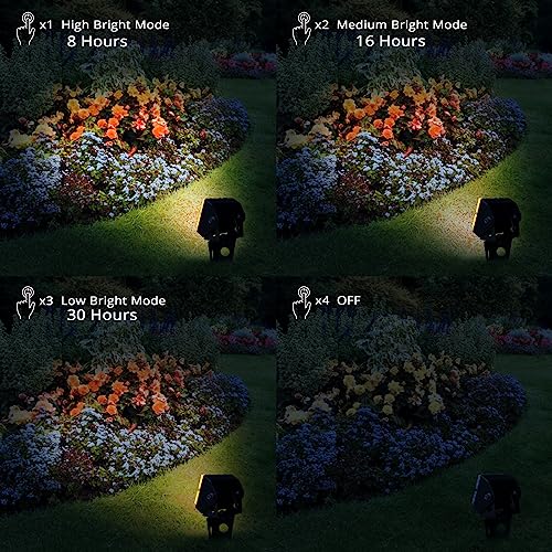 Solar Spot Lights Outdoor Waterproof IP65 Landscape Spotlights with Metal Stake Total 84ft Cable 6