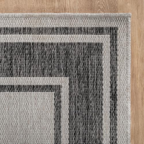 Outdoor Rug 6x9 Modern Bordered Area Rugs for Indoor and Outdoor Patio Deck Porch Garden Waterproof Weather Sun Resistant Washable Outside Carpet (54 Sq Ft)