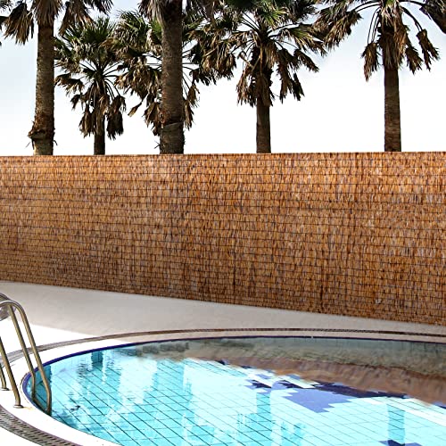 Reed Fencing Rolls Natural Bamboo Fence 5.5 Feet High Privacy Screen Curtains Fence for Balcony Patio Garden Backyard Shades Outdoor 5.5FT X 16.4FT（Brown） (90.2 Sq Ft)