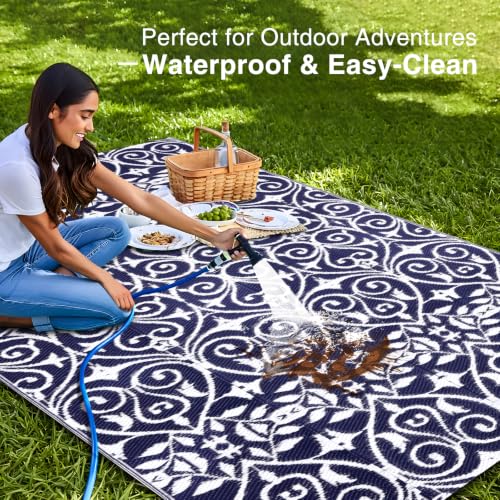 Outdoor Rug 5x8 ft Waterproof Reversible Floral Mat