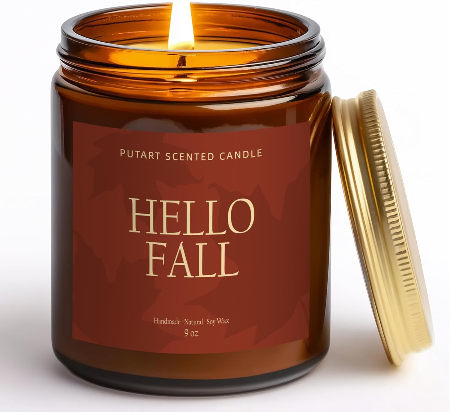 Pumpkin Spice Fall Candles for Home Scented, Natural Soy Wax Aromatherapy Non Toxic Pumpkin Candle with Long Lasting Burn, Halloween Autumn Candle Gifts for House Fragrance Decoration (9oz) - NestledHome