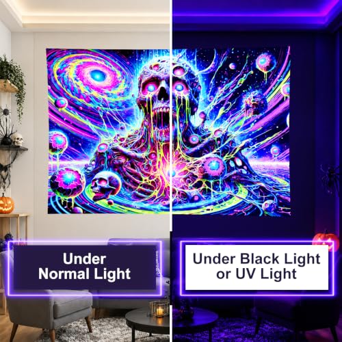 Blacklight Tapestry Galaxy Planet Room Wall Art 78 x 59 Inch