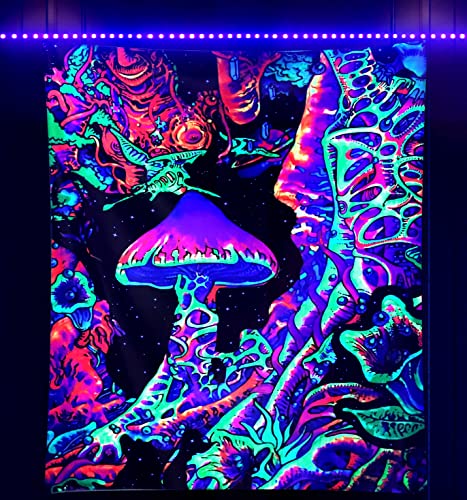 Blacklight Mushroom Tapestry