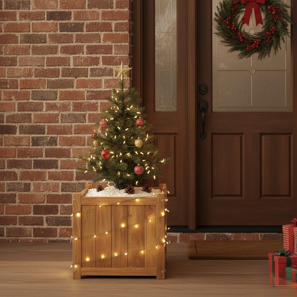 Set of 2 Hardwood Outdoor Flower Box (2 1)