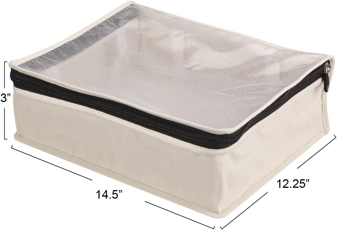 Household Essentials 3321-1 Cedarline Natural Cotton Canvas Zippered Sweater Bag | Storage Bag for Closets and Under the Bed | 2-Pack - NestledHome