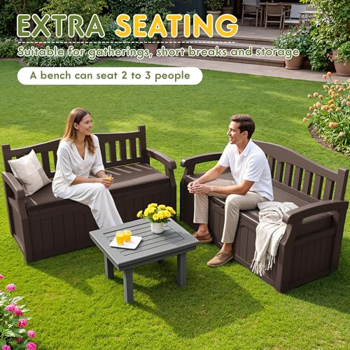 80 Gallon Outdoor Storage Bench Deck Box with Cushion