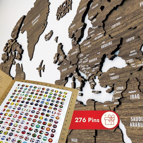 Multilayer 3D Wooden World Map