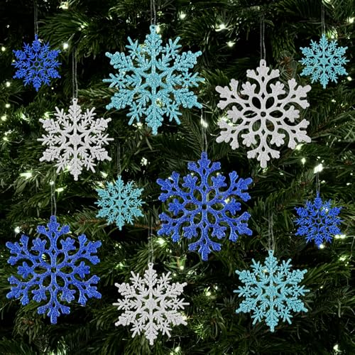 36pcs Blue Silver Christmas Snowflake Ornaments (36 Count)