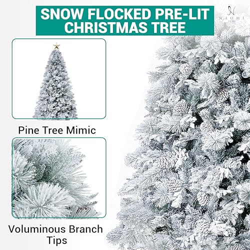 Darla 4.5ft Snow Flocked Rotating Christmas Tree with Star Projector