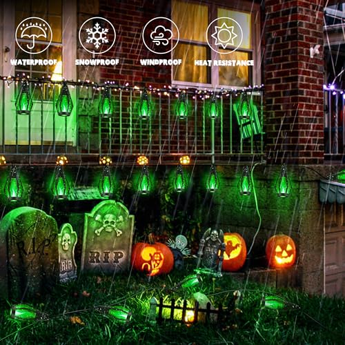 42FT 15 LED Solar Flame Halloween String Lights Outdoor (42 Foot)