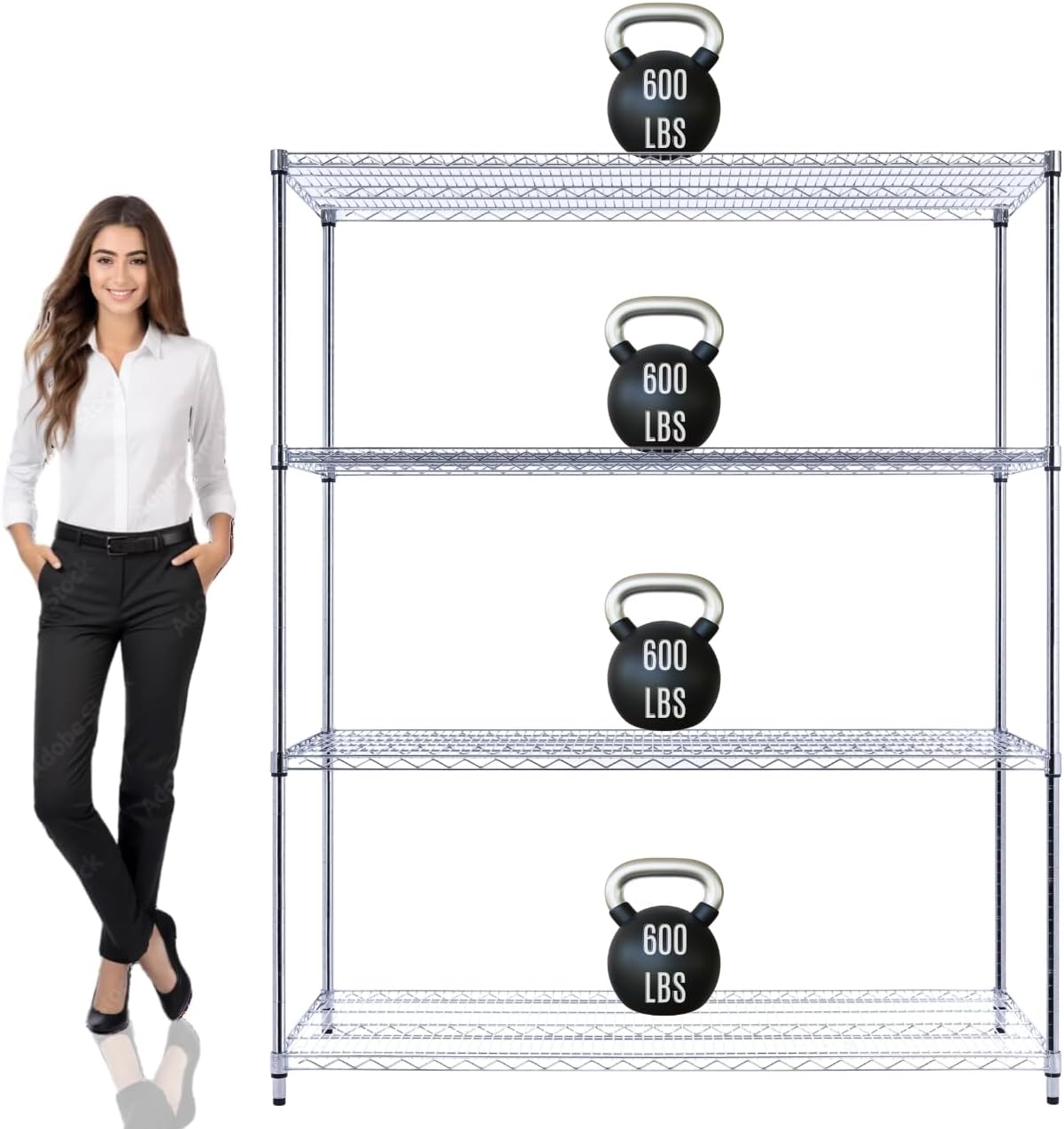60"x24"x72" PRIME HEAVY DUTY Chrome 4-Tier Wire Shelving NSF 2400 LBS MAX Capacity Storage Rack for Commercial, School, Home, Garage, Warehouse, Industrial, and Hospital Uses (with Wheels) - NestledHome