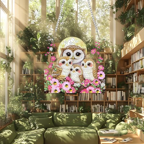 DIY Owls Family Diamond Painting Hanging Ornament