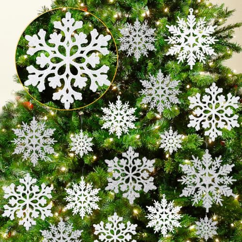 White and Silver Christmas Snowflake Ornaments (36 Count)