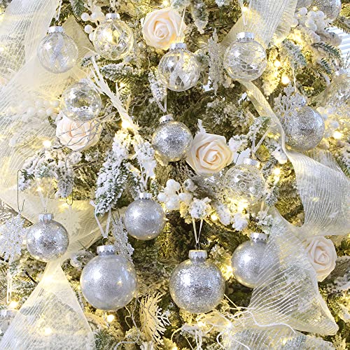 30 Pack Clear Christmas Ball Ornaments with Fillers (30 Count)