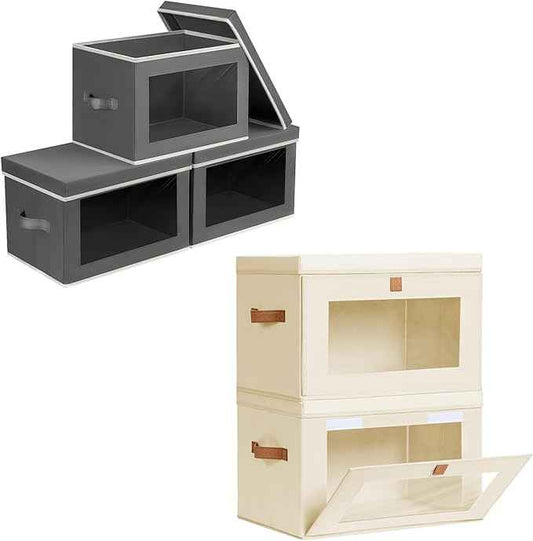Closet Organizers and Storage Bins, Clothes Organizers with Lid & Window, Storage Bins Bundled Product