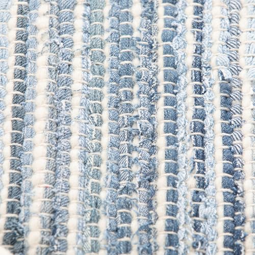 Cowan 20" Wide Square Pouf in Blue