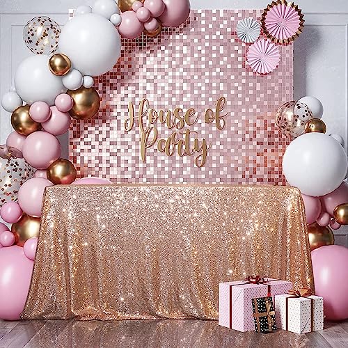 Sequin Tablecloth 50x72 Inch Rose Gold for Wedding Party