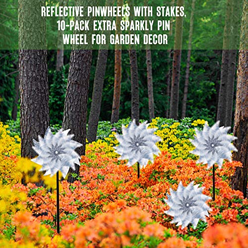 10 Pack Reflective Pinwheels with Stakes (10 Count)