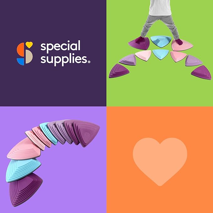 Special Supplies Stepping Stones for Kids Indoor and Outdoor Balance Blocks Promote Coordination, Balance Strength Child Safe Rubber, Non-Slip Edging