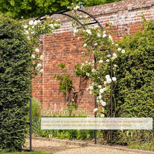 Garden Arch Trellis for Climbing Plants Outdoor Wedding Arches for Ceremony Black Metal Garden Arbor Indoor Garden Arches for Party Decoration 7.9ft Wide X 6.4ft High